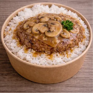 Burger Steak in Mushroom Gravy